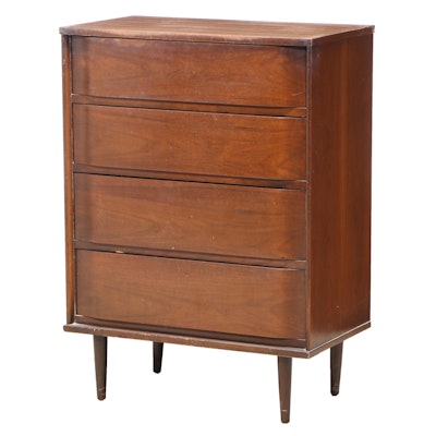 Caldwell Mid-Century Modern Walnut and Laminate Chest of Drawers