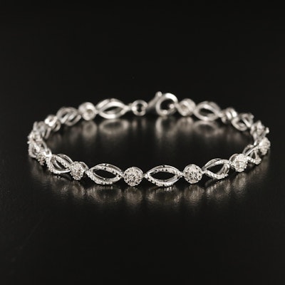 Sterling 0.26 CTW Diamond Fancy Link Bracelet