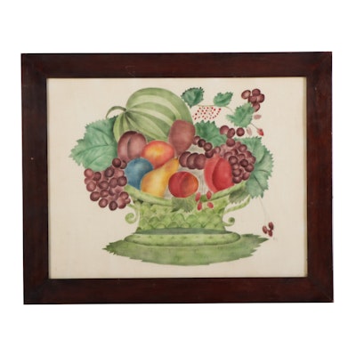 Folk Art Theorem Painting of Fruit Bowl, 19th Century