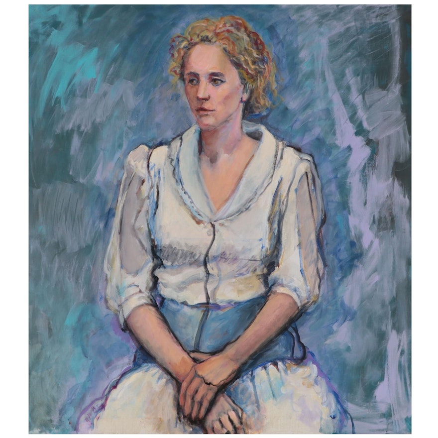 Marion Maas Modernist Portrait Oil Painting