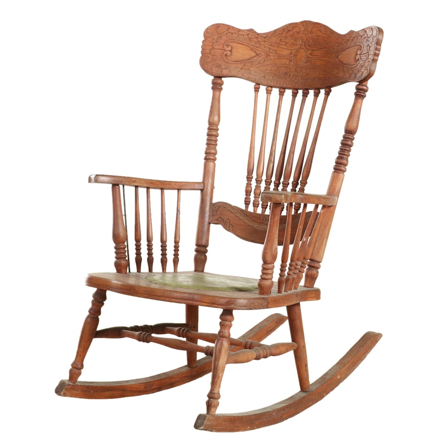 Late Victorian Spindle and Pressed-Back Rocker, circa 1900