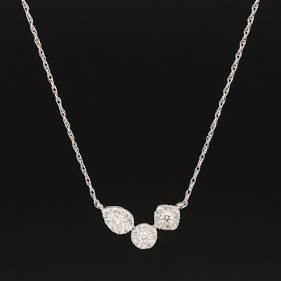 Sterling Diamond Cluster Necklace