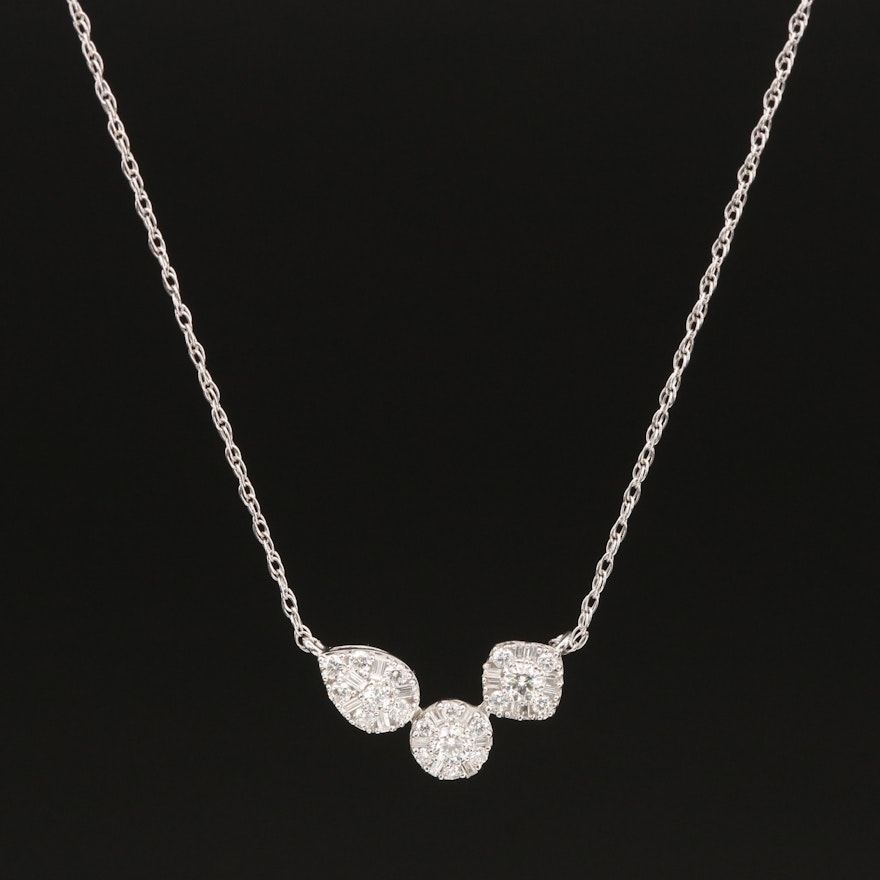 Sterling Diamond Cluster Necklace