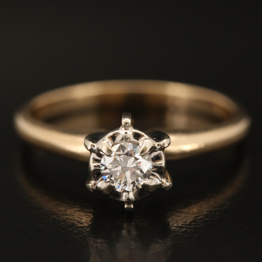 Vintage 14K 0.21 CT Diamond Solitaire Ring