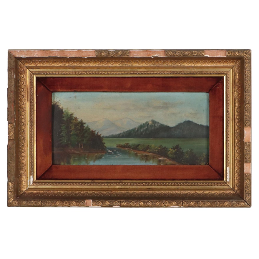 Mountain Landscape Oil Painting, Circa 1900
