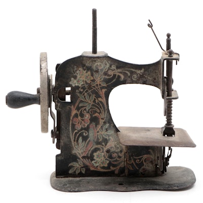 Art Nouveau Toy Hand-Decorated Metal Sewing Machine, Circa 1900