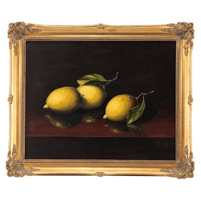 Still Life Oil Painting of Lemons
