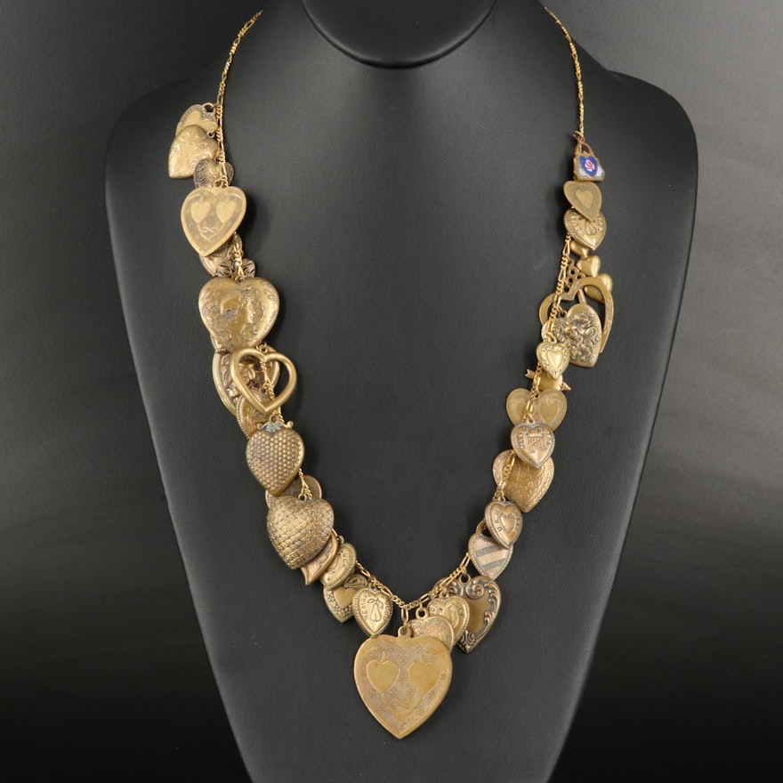 Charm Necklace Featuring 1940s Sweetheart and Enamel