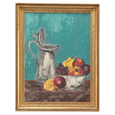Sill Life Oil Painting With Fruit Bowl