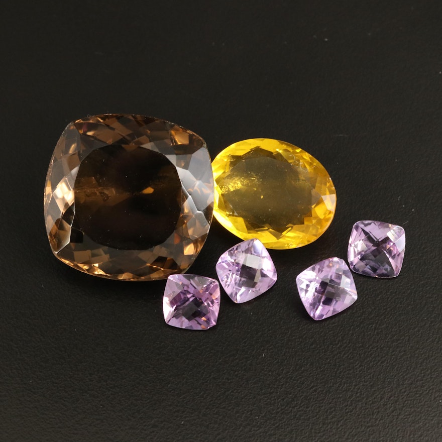 Loose 135.67 CTW Gemstones Including Amethyst and Smoky Quartz