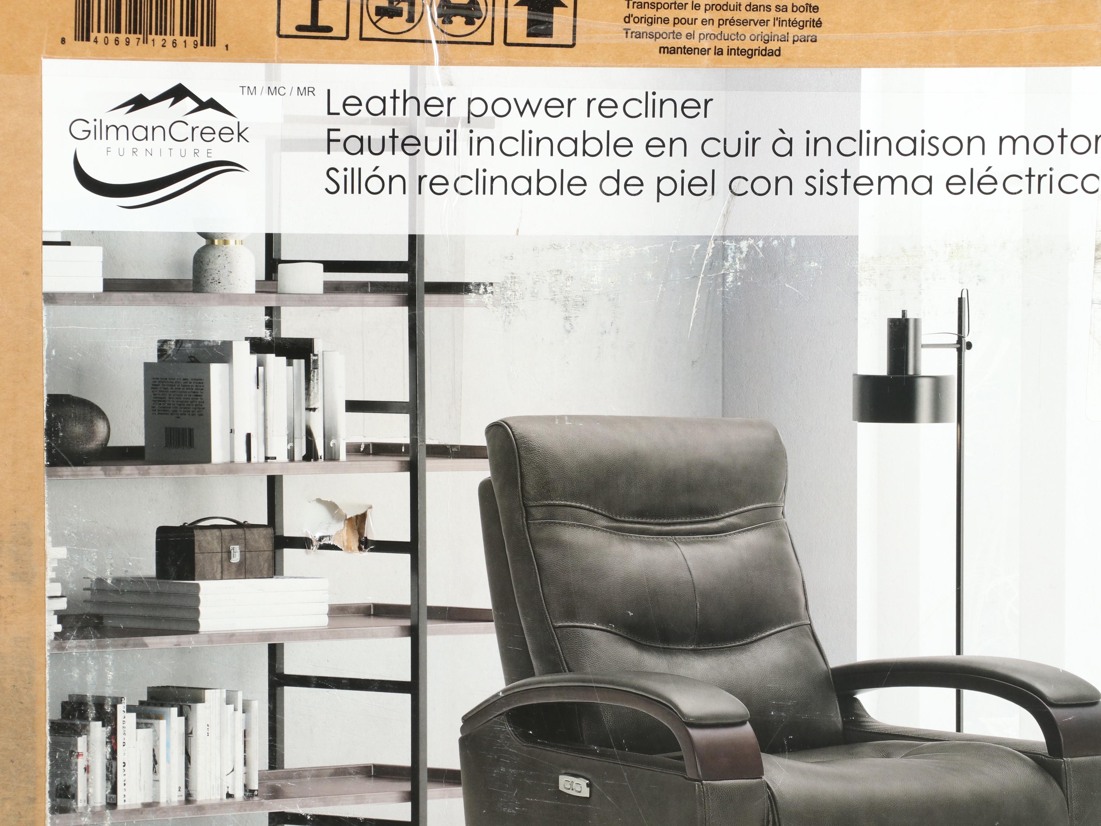 Gilman Creek Furniture "Canmore" Leather Power Recliner with Power