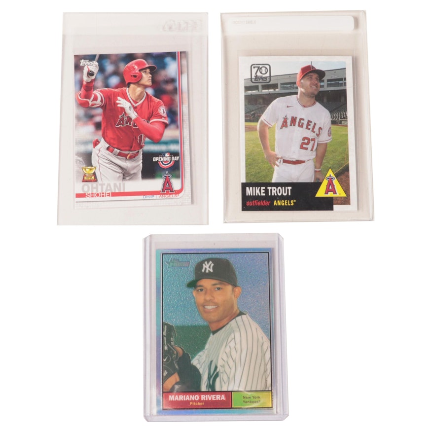 Shohei Ohtani, Mike Trout and Mariano Rivera Topps, Panini Baseball Cards