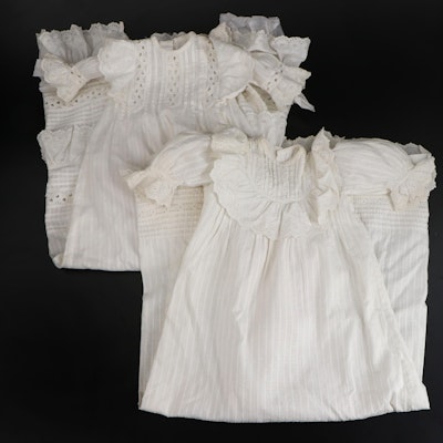 Christening Gowns with Broderie Anglaise Eyelet Lace Trim, Early 20th Century