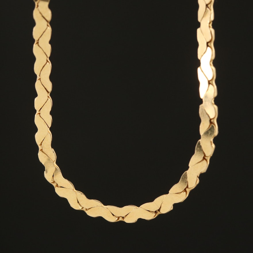 Italian 14K  "C" Link Chain Necklace