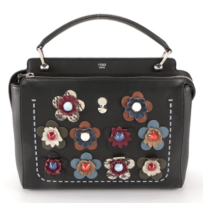 Fendi Medium Flowerland DotCom Convertible Bag in Embellished Calfskin Leather