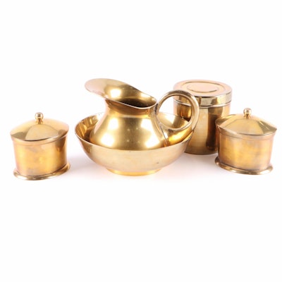 Polished Brass Canisters, Pitcher and Basin