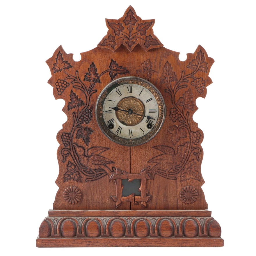 Wm. L. Gilbert "Midway" Pressed Oak Gingerbread Clock, Late 19th/ Early 20th C.