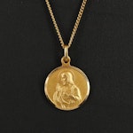 18K Reverse Religious Figeral Medallion Pendant Necklace