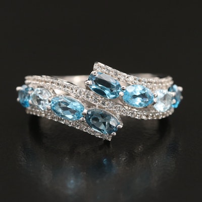 Sterling London, Swiss and Sky Blue Topaz and Sapphire Ring