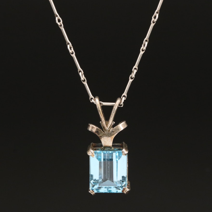 Sterling Swiss Blue Topaz Pendant Necklace