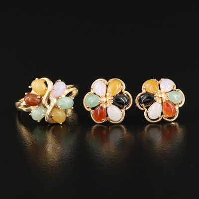 14K Jadeite Ring and Earrings