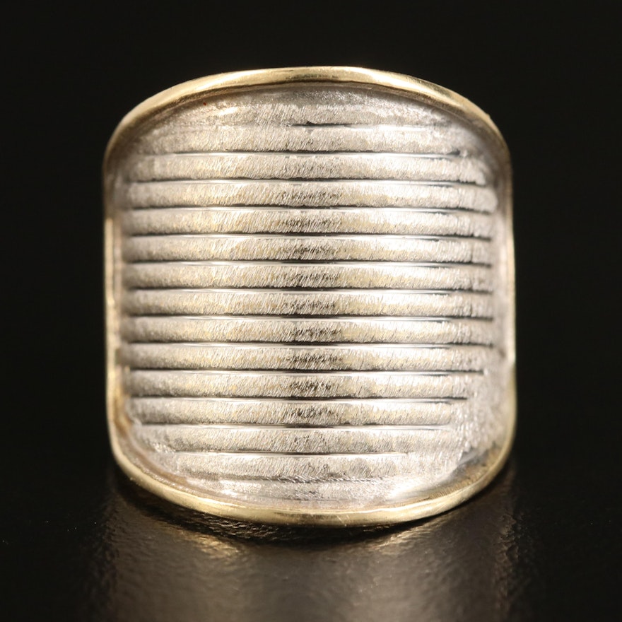 Italian 14K Two-Tone Gold Fluted Ring