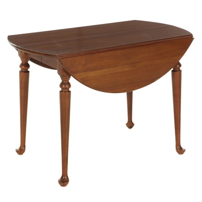 Queen Anne Style Cherry Extension Drop Leaf Dining Table, Mid to Late 20th C.