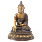 Bronzed Metal Bhumisparsha Mudra Buddha Figurine