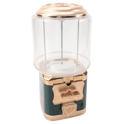 V-Line Green and Gold Colored Tabletop Gumball Machine