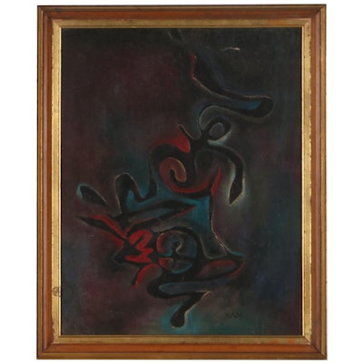 Abstract Oil Painting Attributed to Kam Zin Choon, Late 20th Century