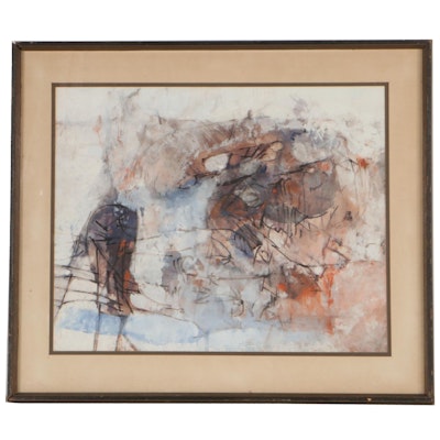 Abstract Non-Objective Mixed Media Painting, Late 20th Century