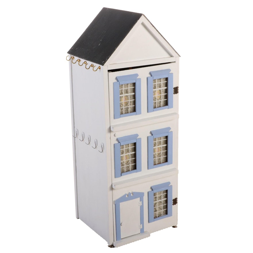 Dollhouse Form Painted Wood Cabinet