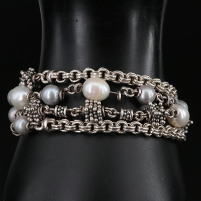 Michael Dawkins Sterling Multi-Strand Pearl Bracelet
