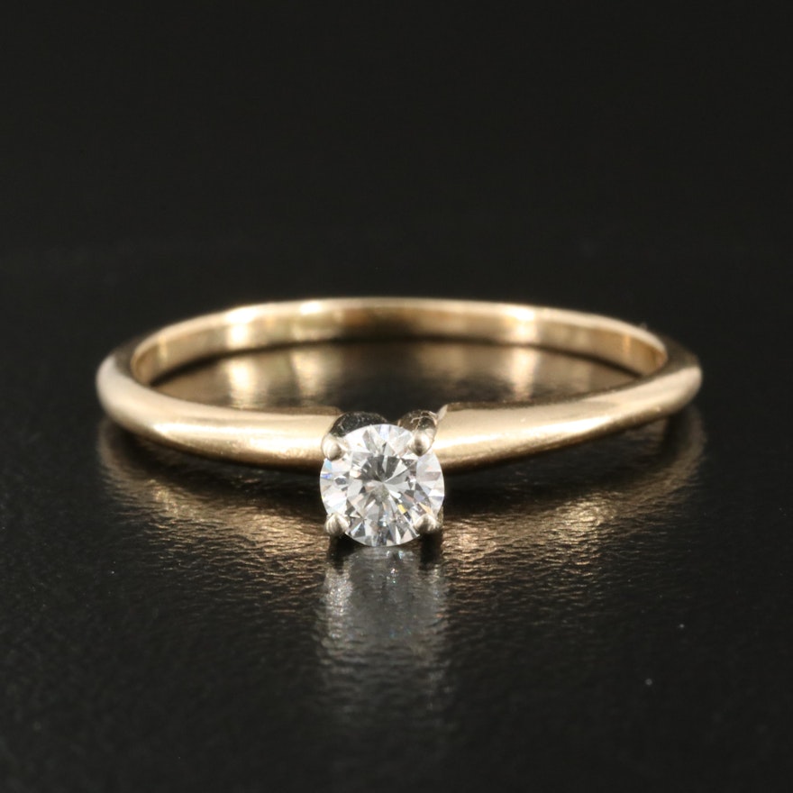 14K 0.18 CT Diamond Cathedral Solitaire Ring