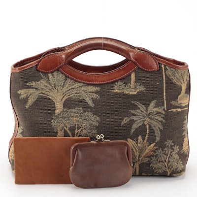 Tommy Bahama Handbag in Palm Tree Jacquard/Leather, Coach Kisslock Pouch, Pouch