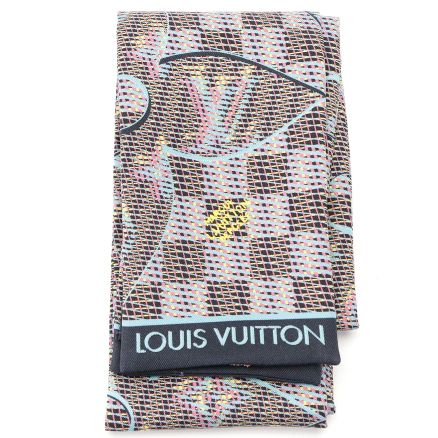 Louis Vuitton "LV Pop" Print Silk Twill Bandeau Scarf