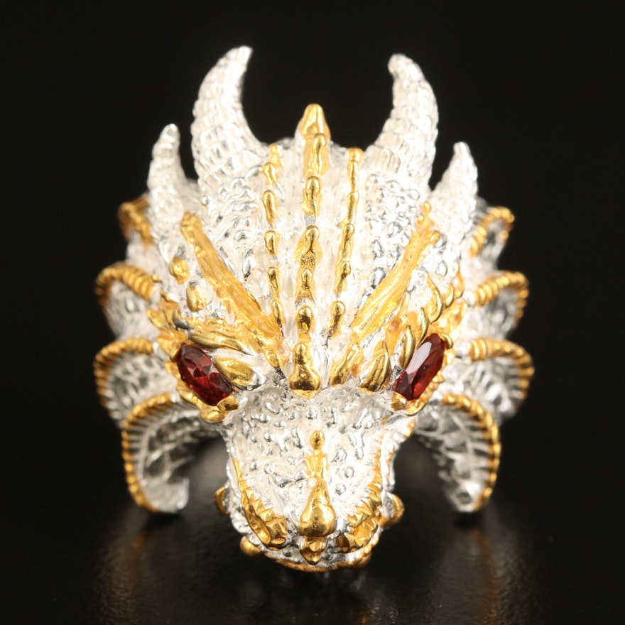 Sterling Garnet Dragon Ring