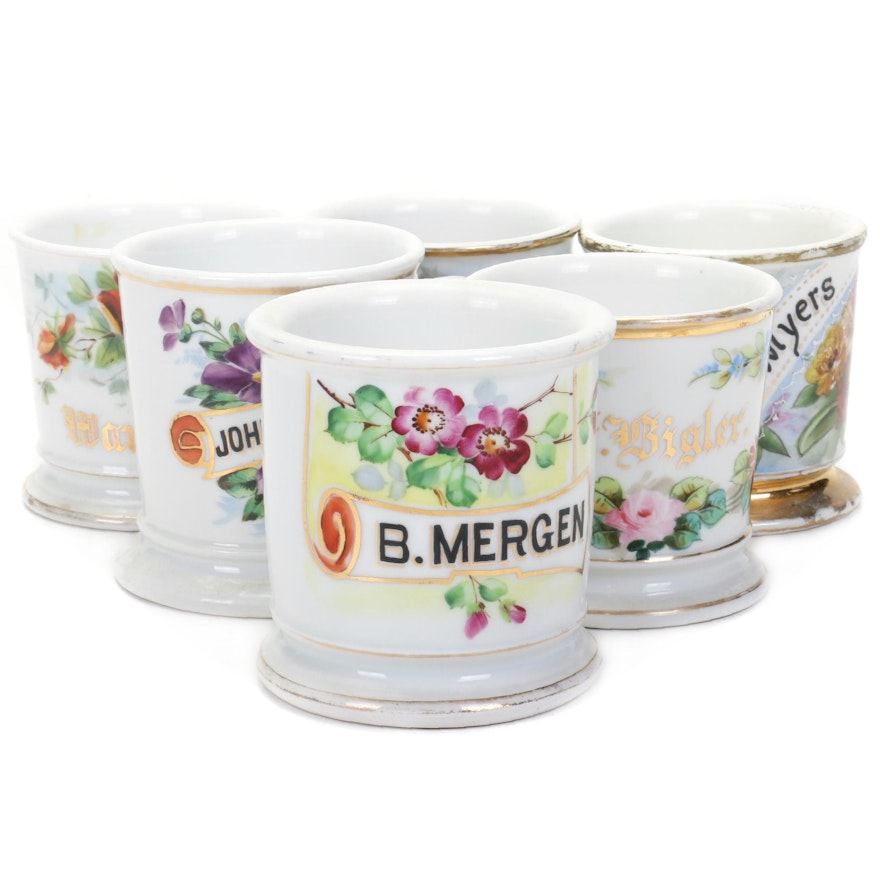 Tressemann and Vogt and Other Limoges Personalized Shaving Mugs