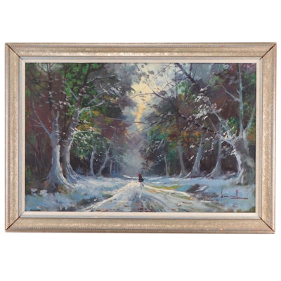 Claudio Simonetti Forest Path Oil Painting