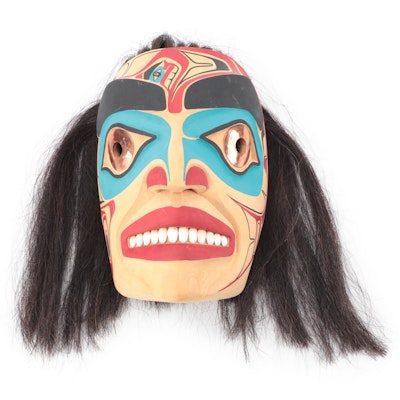 T. J. Young Hand-Carved Wood Kaigani Haida Totem Mask, 2003