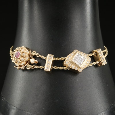 Vintage Joshua 14K Tourmaline and Diamond Bracelet