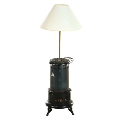Perfection Kerosene Heater Adapted as Floor Lamp, Mid-20th Century