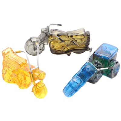 Avon Glass and Plastic Motorcycle Cologne Bottles