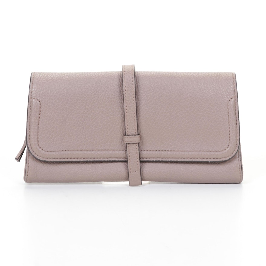 Annabel Ingall Australia Taupe Pebbled Leather Long Wallet