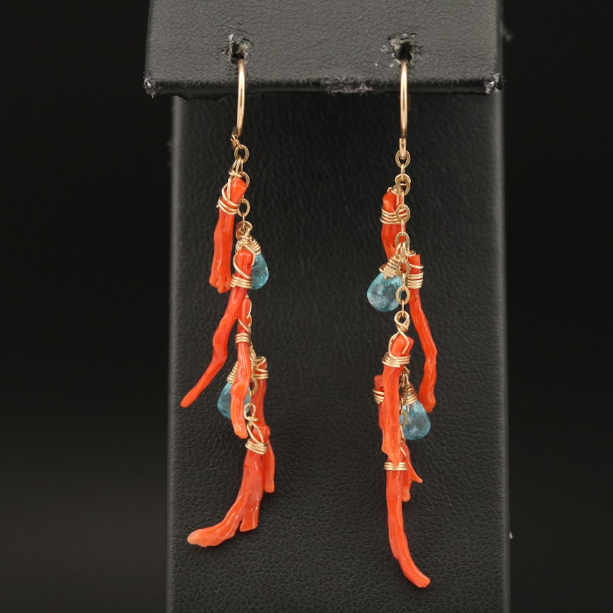 Branch Coral and Apatite Earrings