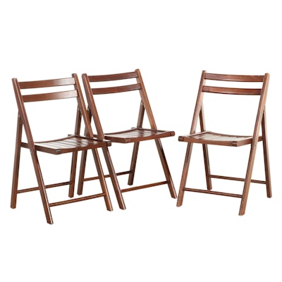 Three Apple Furniture Slatted Wood Folding Side Chairs