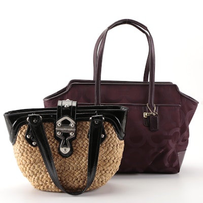Coach Jacquard/Leather Shoulder Bag, Michael Kors Patent Leather and Straw Tote