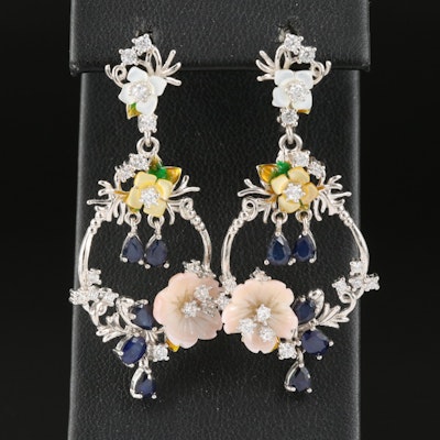 Sterling Giardinetti Drop Earrings with Mother-of-Pearl and Sapphire