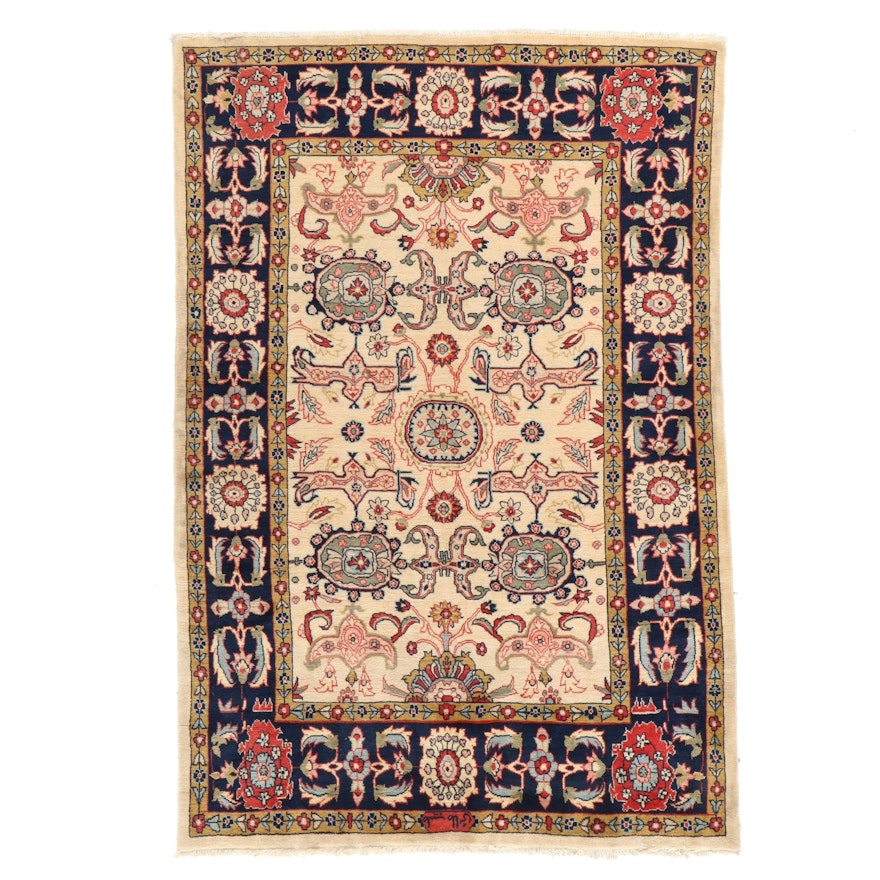 6'4 x 9'5 Hand-Knotted Persian Mahal Signed Area Rug