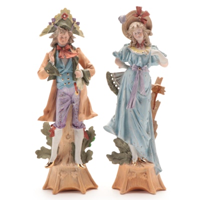 German Bisque Porcelain Figurines of Man and Woman